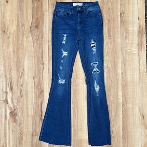 Celebrity Ace Distressed Blue Flared Jeans Size 3/26